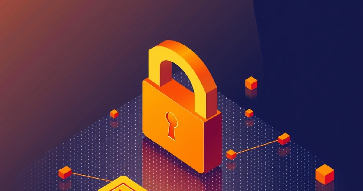 Clean isometric illustration showing interconnected security shields and code blocks representing llm security and defense strategies.